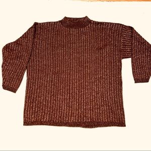 Mathias sweater pullover. Sz 1X brown w/ copper colored metallic thread. 3/4 Slv